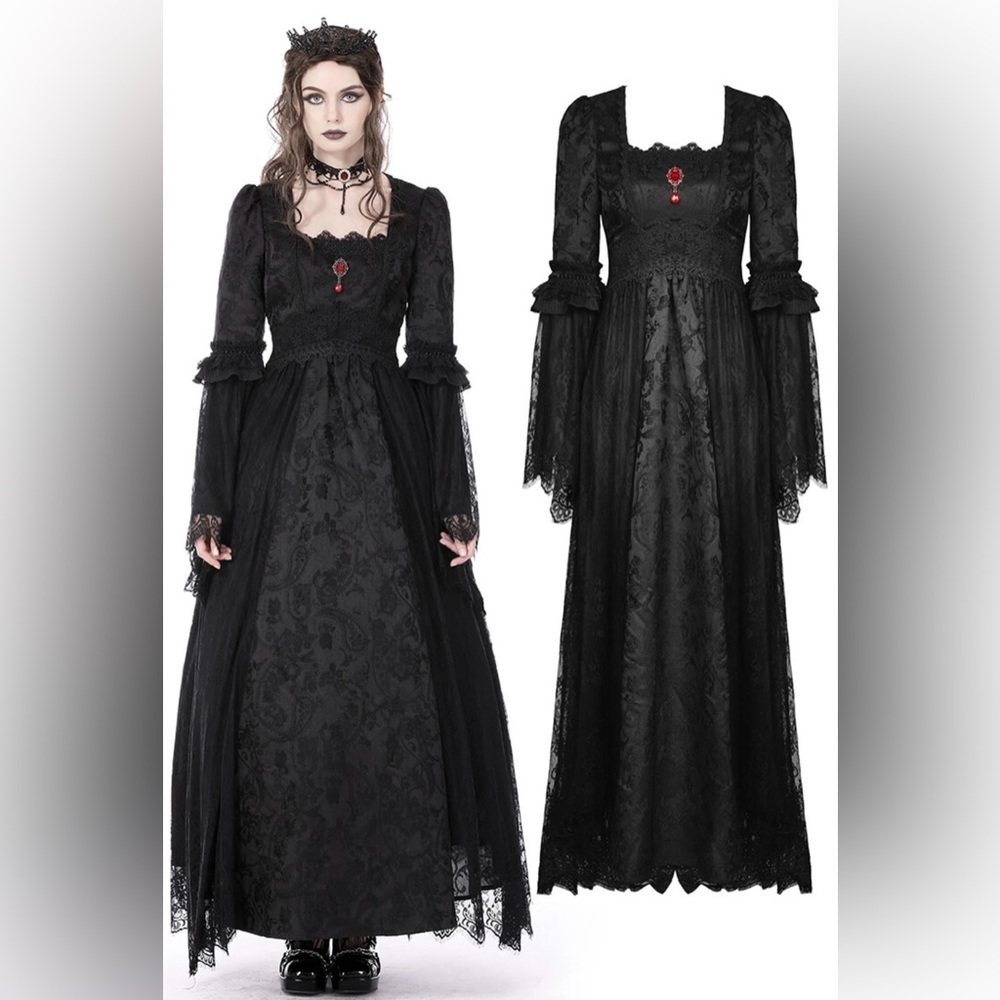 Dark in Love: Gothic Renaissance Maxi Dress (DW758)